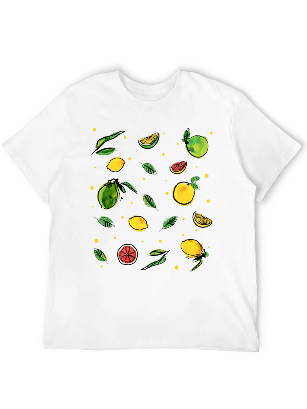 Citrus Pattern Black T-Shirt