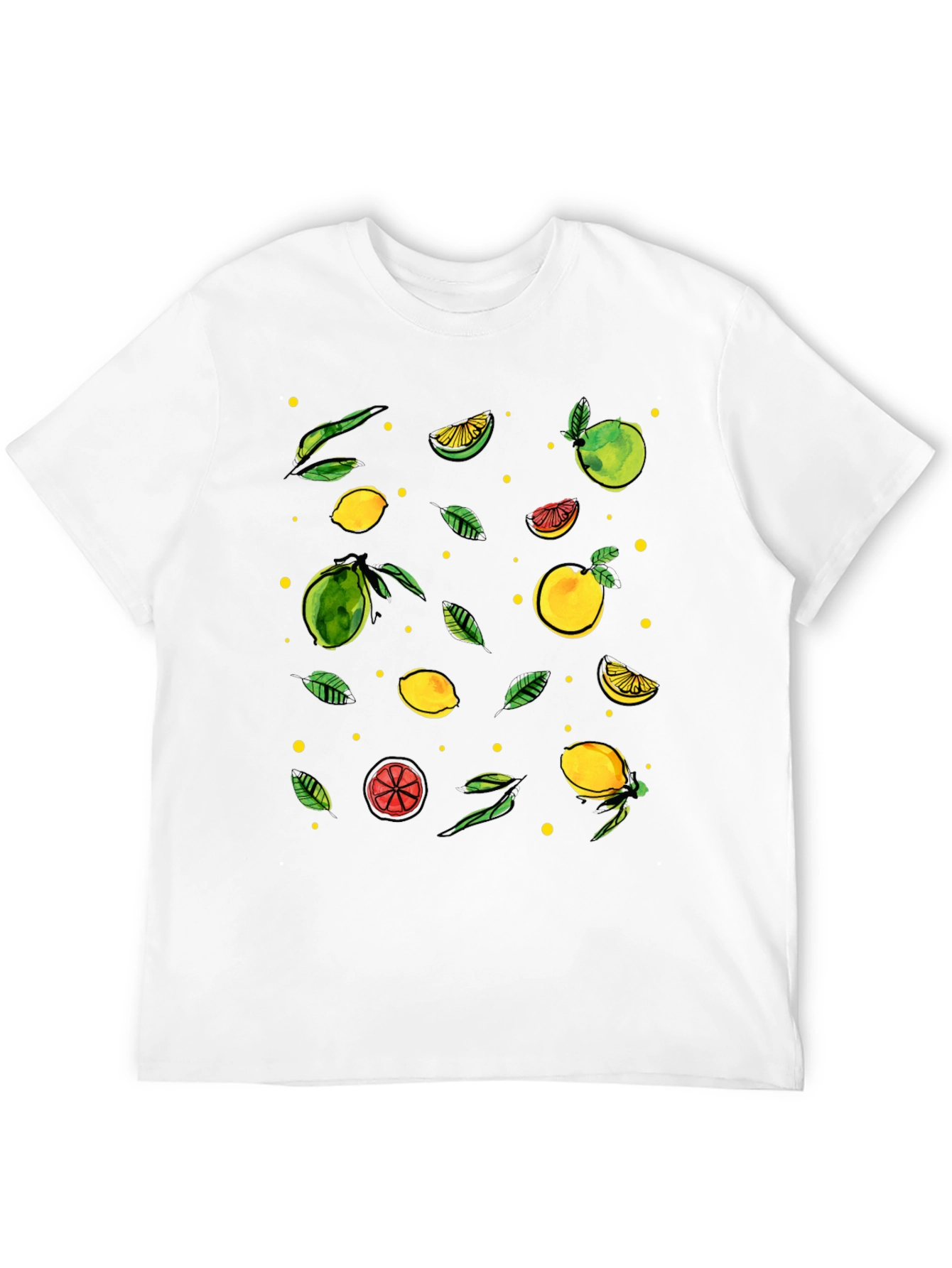 Citrus Pattern Black T-Shirt