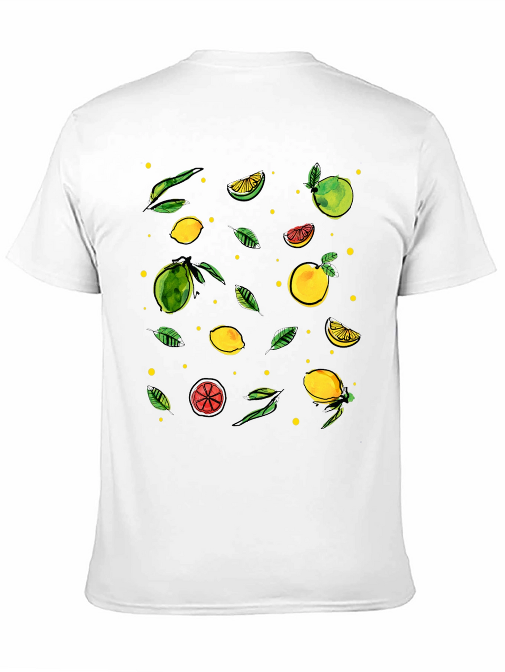 Citrus Pattern Black T-Shirt