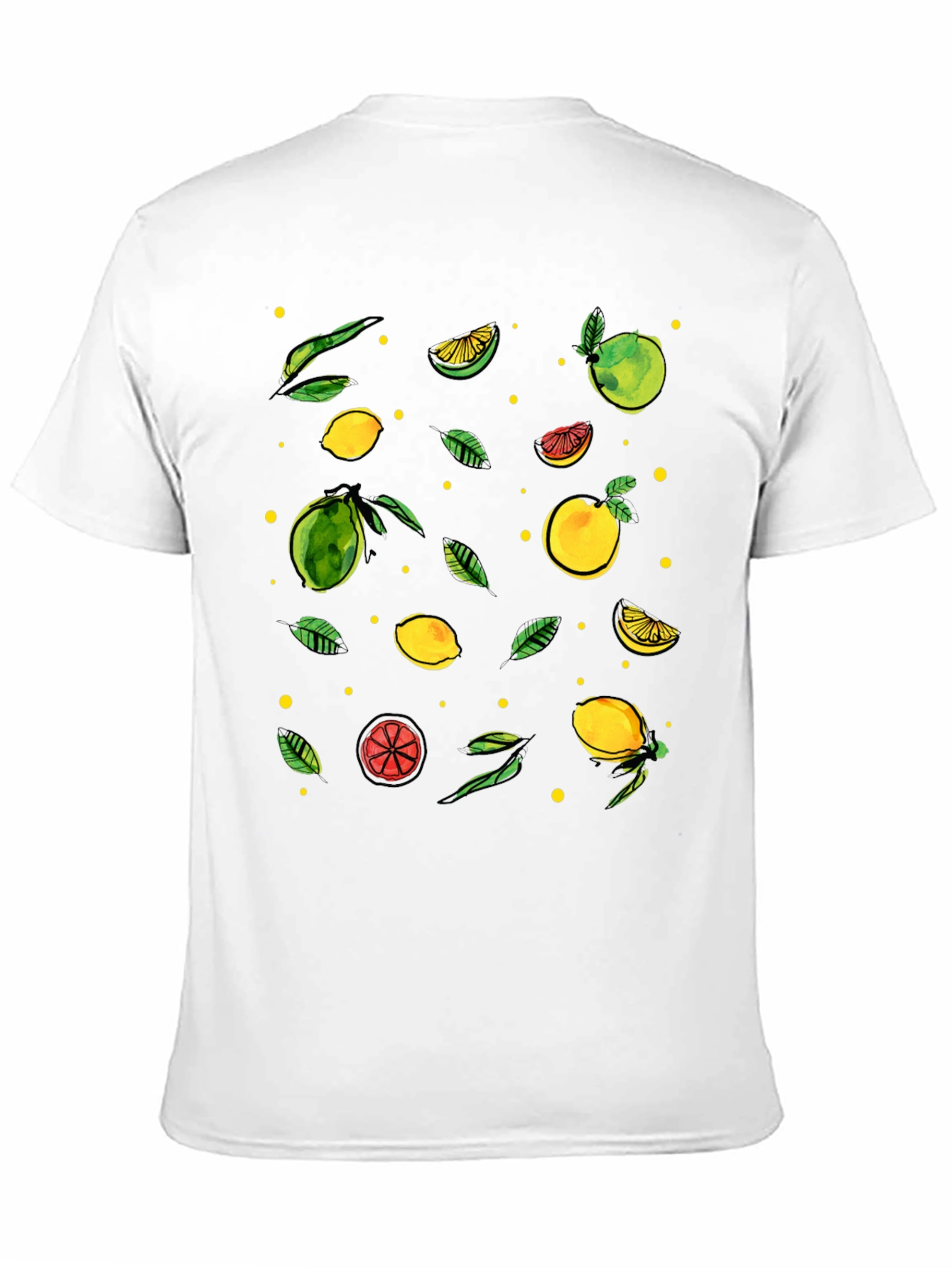 Citrus Pattern Black T-Shirt