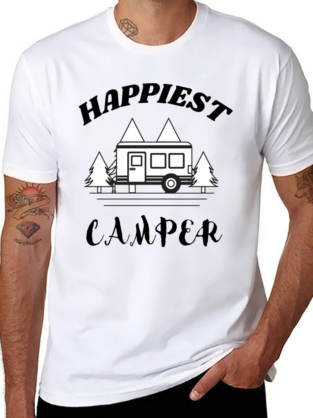 Happiest Camper Graphic T-Shirt - Black