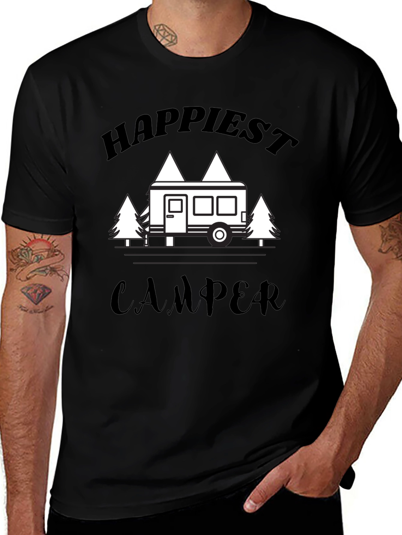 Happiest Camper Graphic T-Shirt - Black