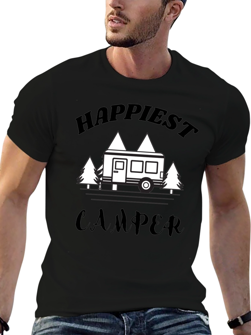 Happiest Camper Graphic T-Shirt - Black