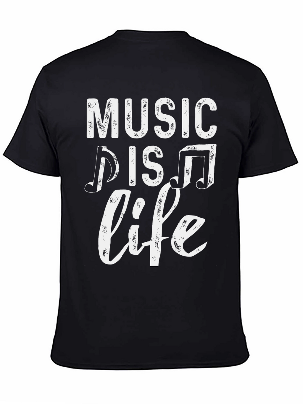 Music is Life Graphic Tee - Black Cotton T-Shirt