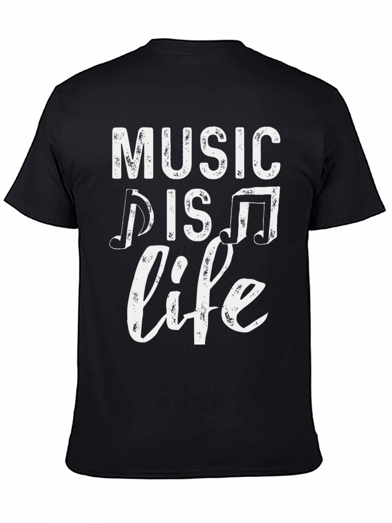 Music is Life Graphic Tee - Black Cotton T-Shirt