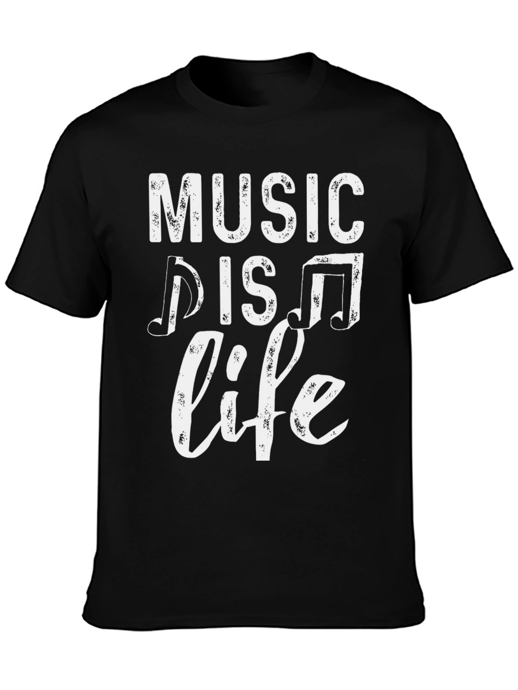 Music is Life Graphic Tee - Black Cotton T-Shirt