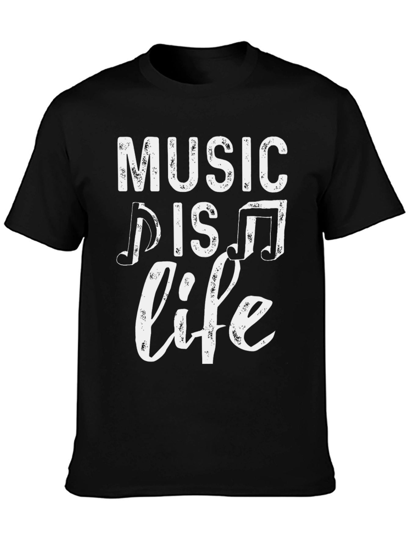 Music is Life Graphic Tee - Black Cotton T-Shirt