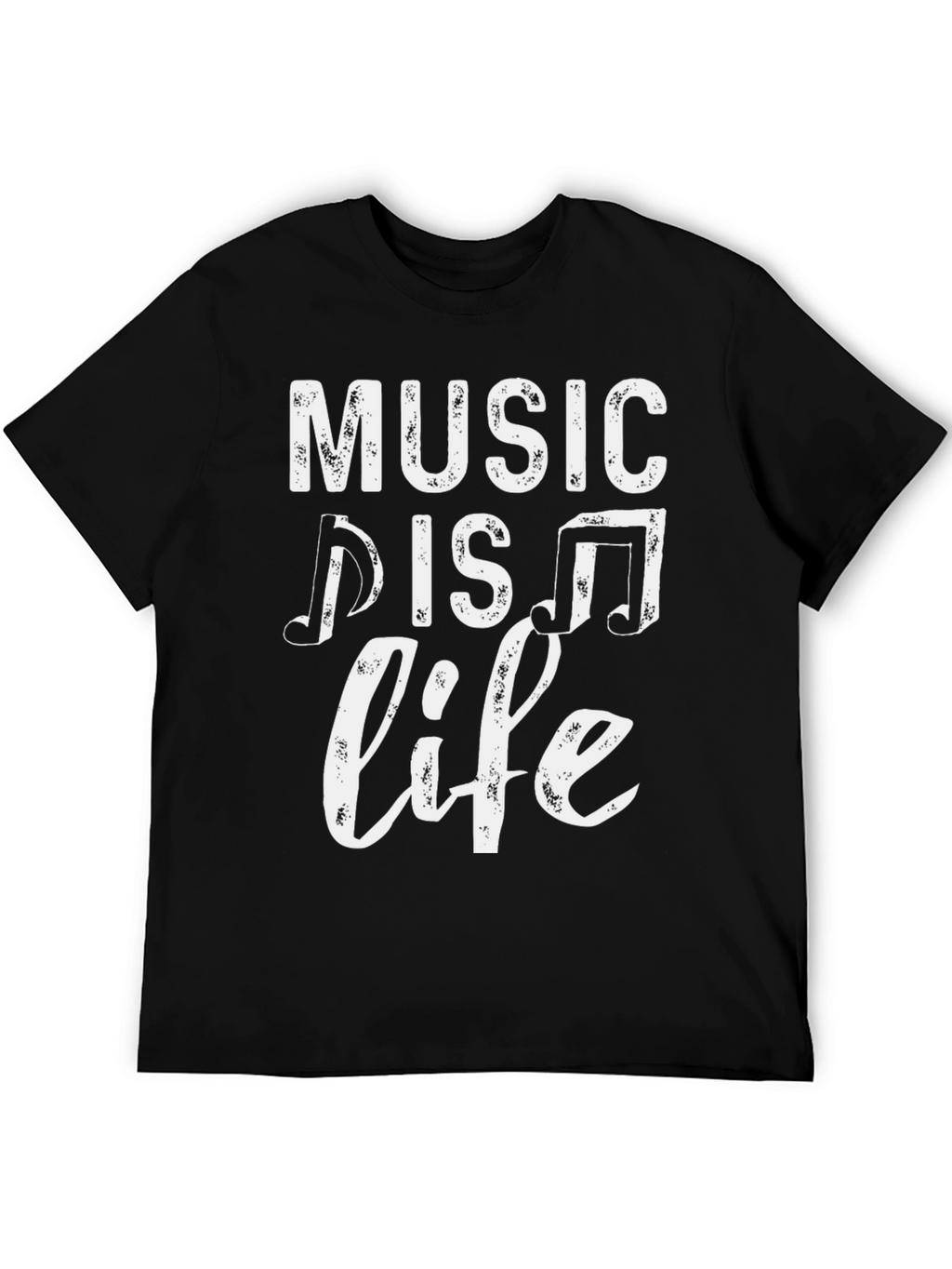Music is Life Graphic Tee - Black Cotton T-Shirt