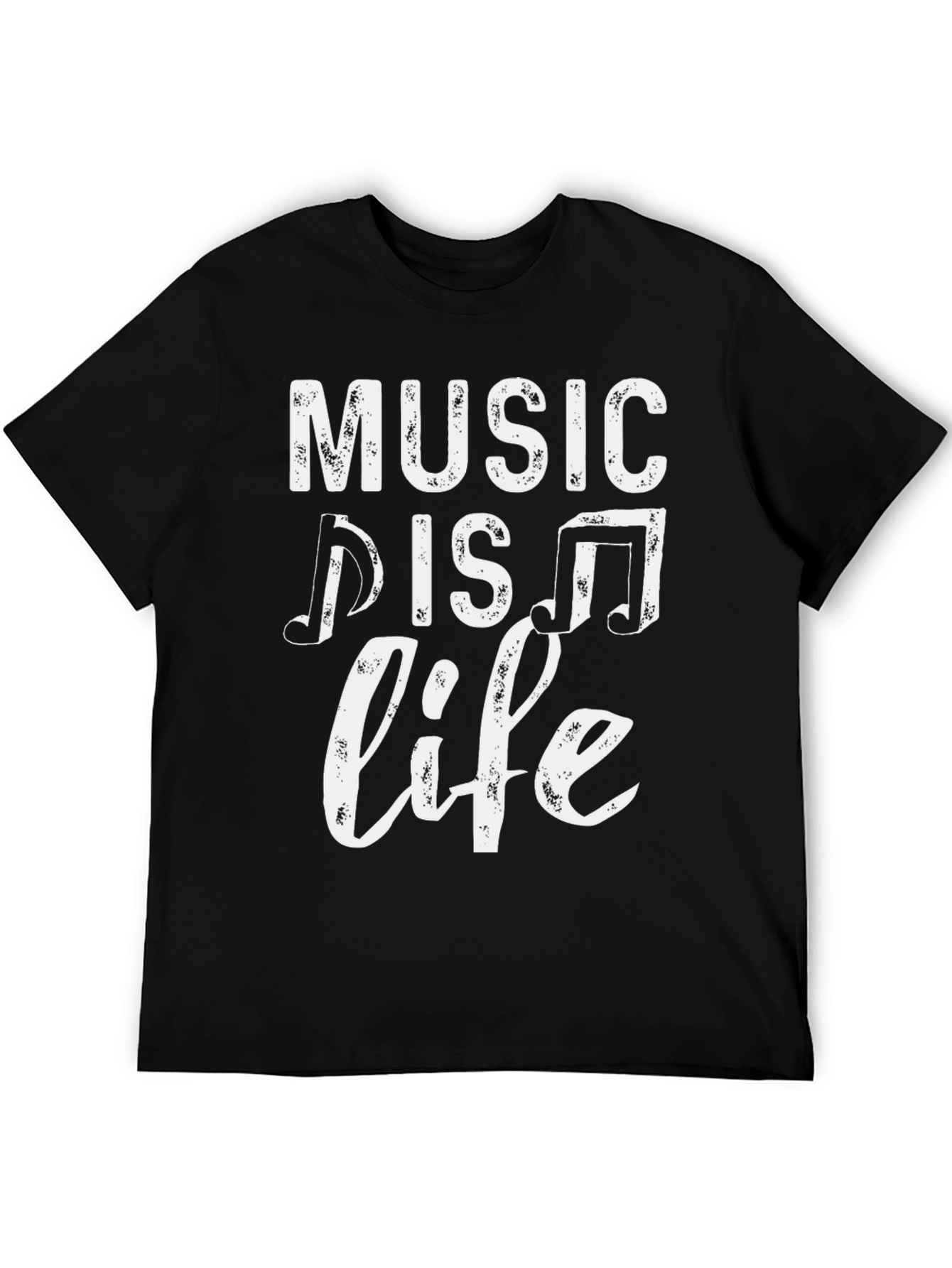 Music is Life Graphic Tee - Black Cotton T-Shirt
