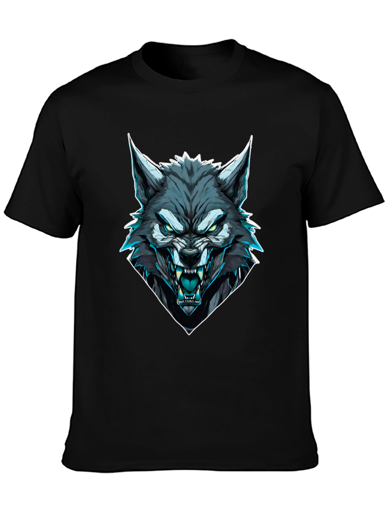 Mens Black Wolf Graphic T-Shirt