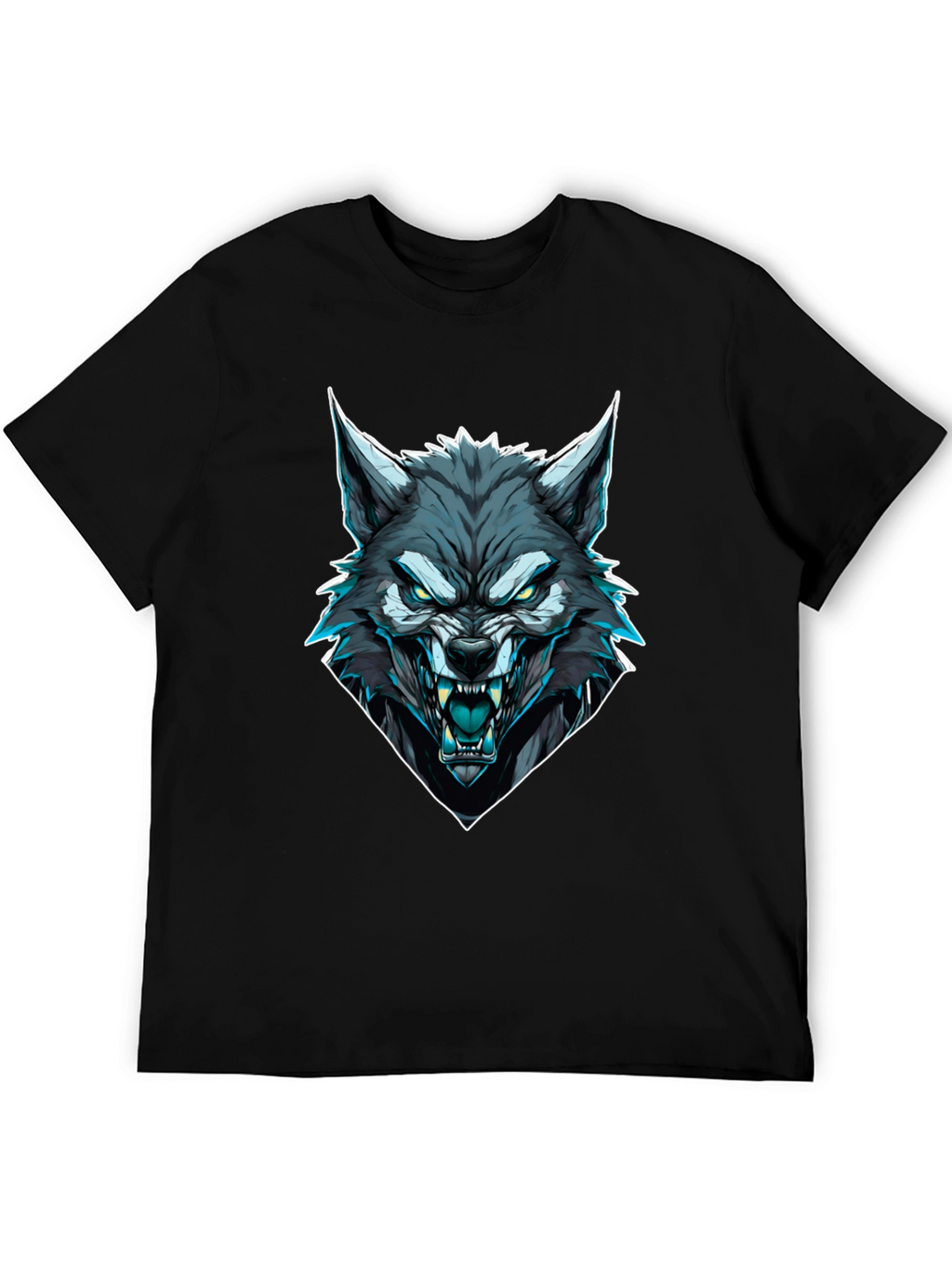 Mens Black Wolf Graphic T-Shirt
