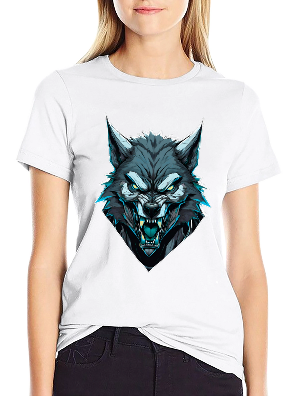 Mens Black Wolf Graphic T-Shirt