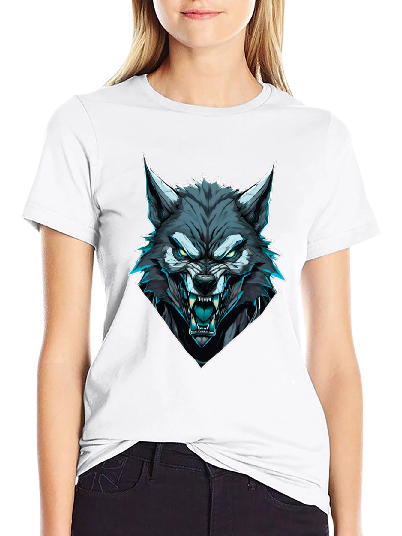 Mens Black Wolf Graphic T-Shirt