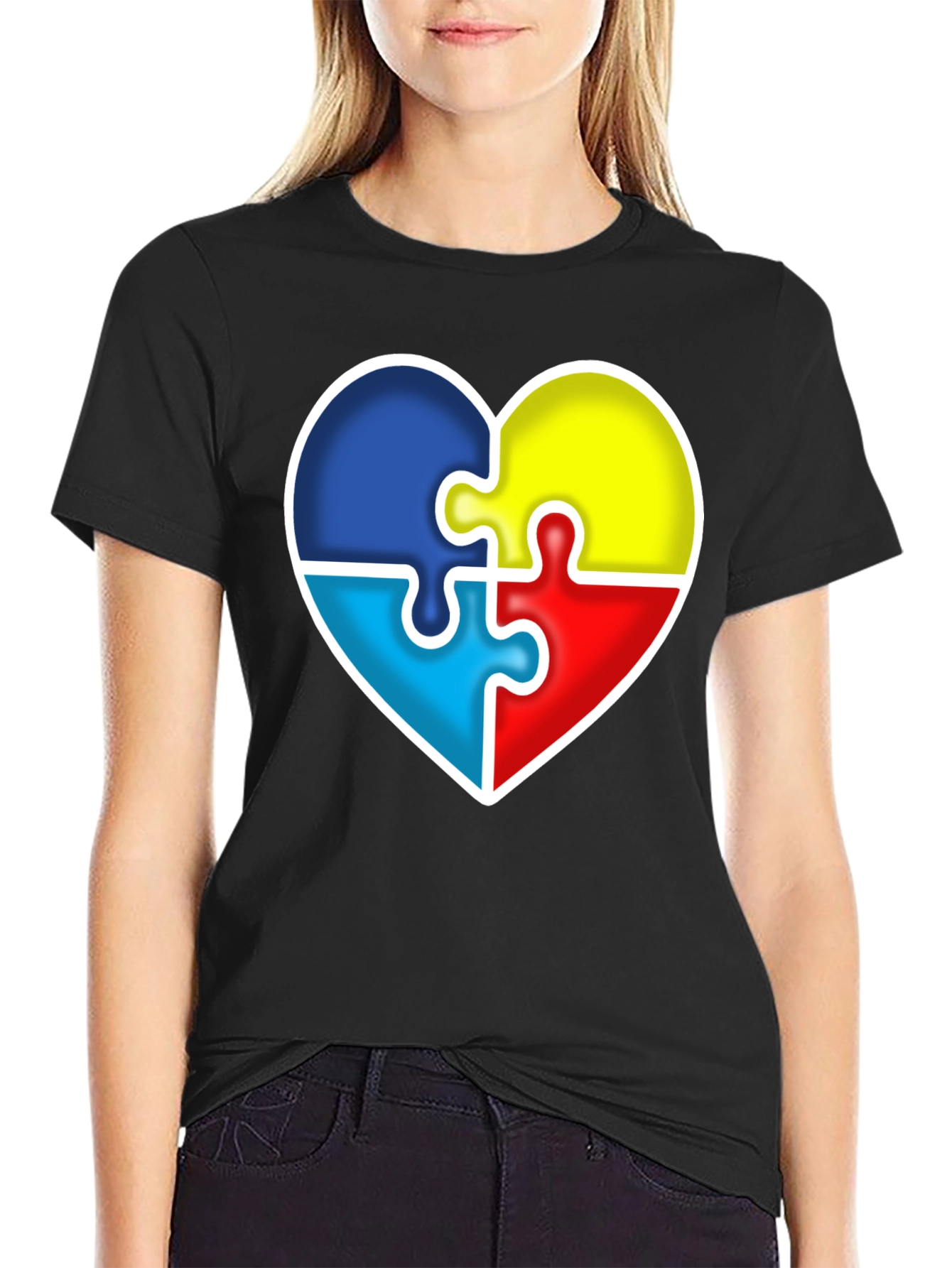 Autism Awareness Heart Puzzle Piece T-Shirt