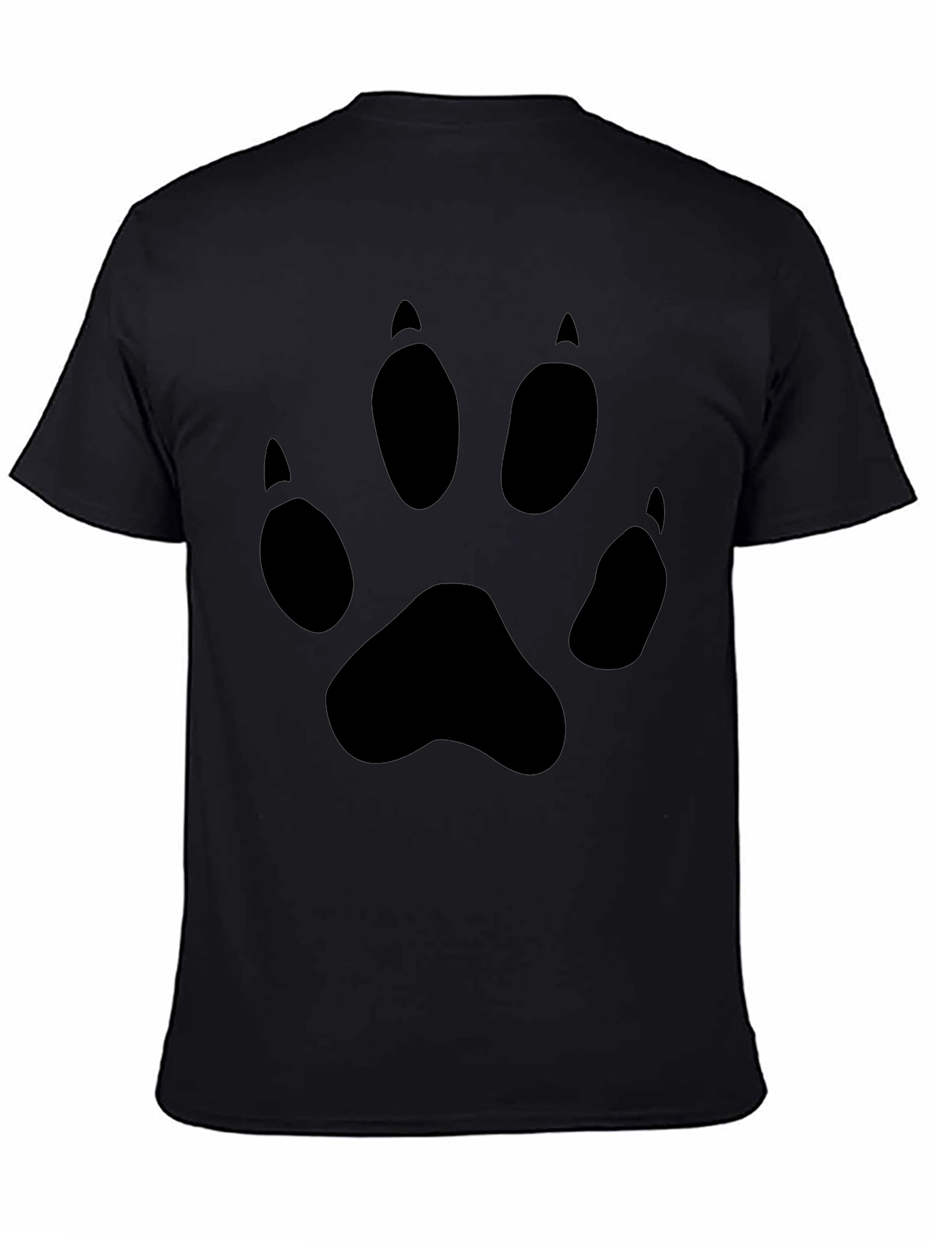 Black T-Shirt with Animal Paw Print Design