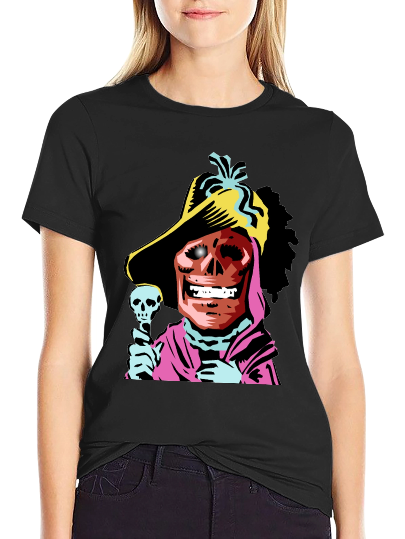 Skull Character Graphic Black T-Shirt