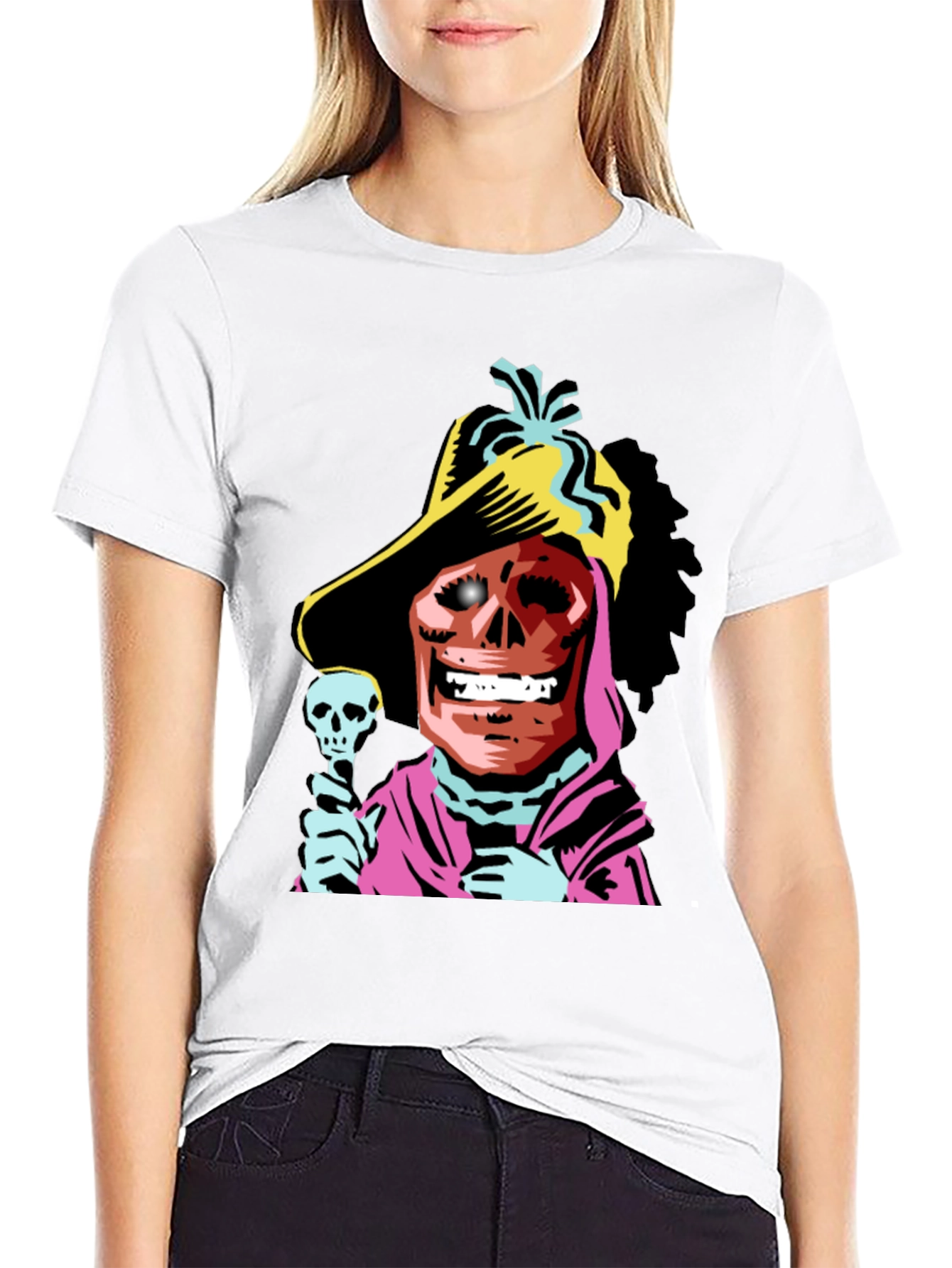 Skull Character Graphic Black T-Shirt