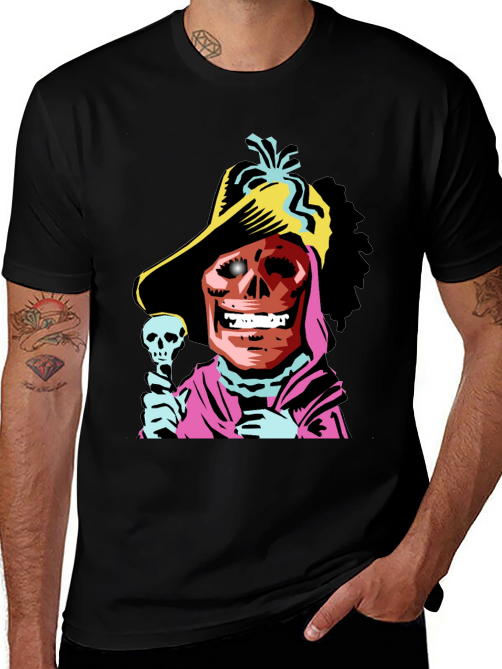 Skull Character Graphic Black T-Shirt