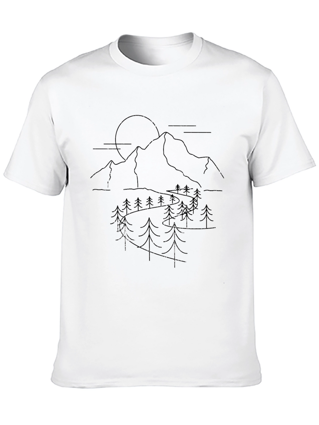 Mountain & Forest Graphic Tee - Black Cotton