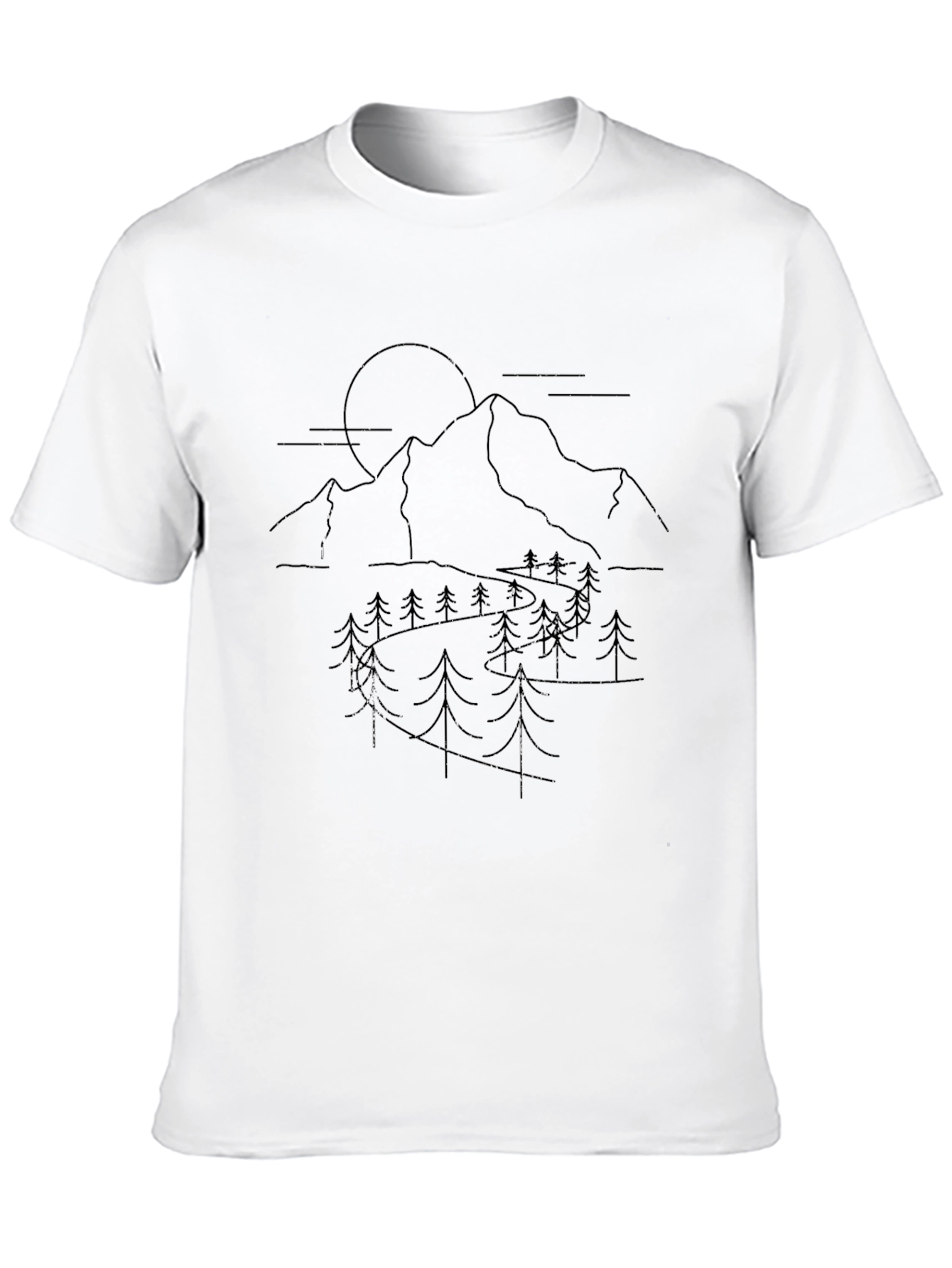 Mountain & Forest Graphic Tee - Black Cotton