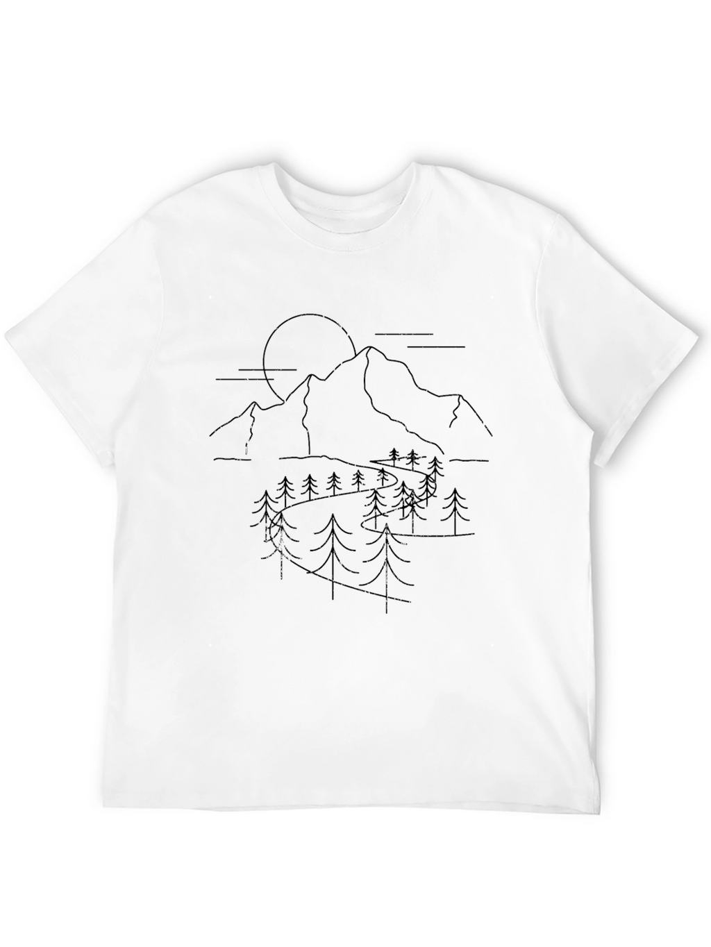Mountain & Forest Graphic Tee - Black Cotton