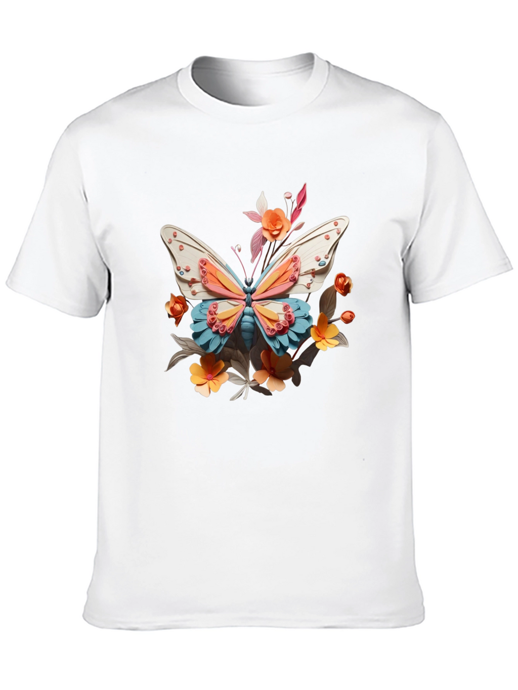 Butterfly Floral Graphic Black T-Shirt
