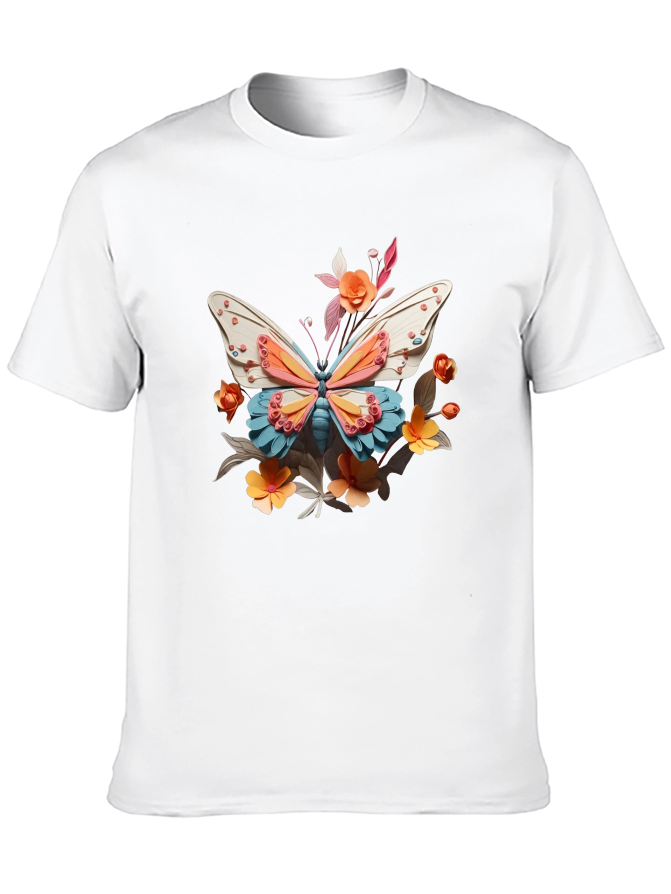 Butterfly Floral Graphic Black T-Shirt
