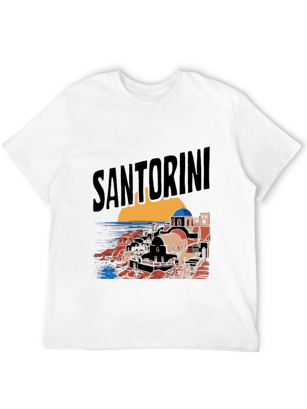 Santorini Graphic Tee - Black Cotton T-Shirt
