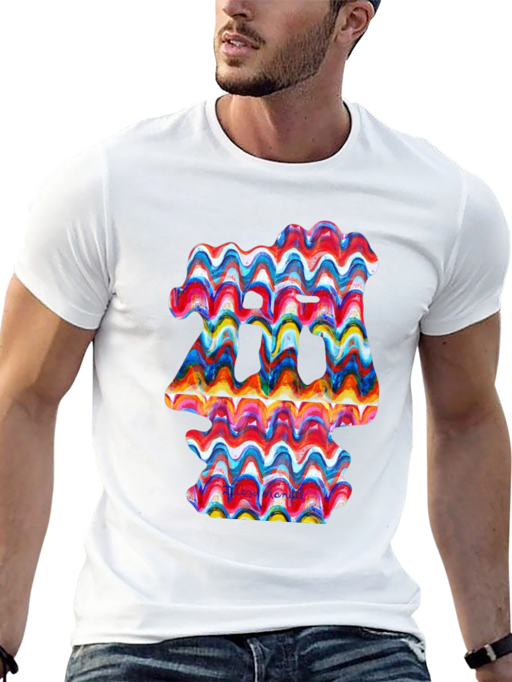 Abstract Wave Art Black T-Shirt