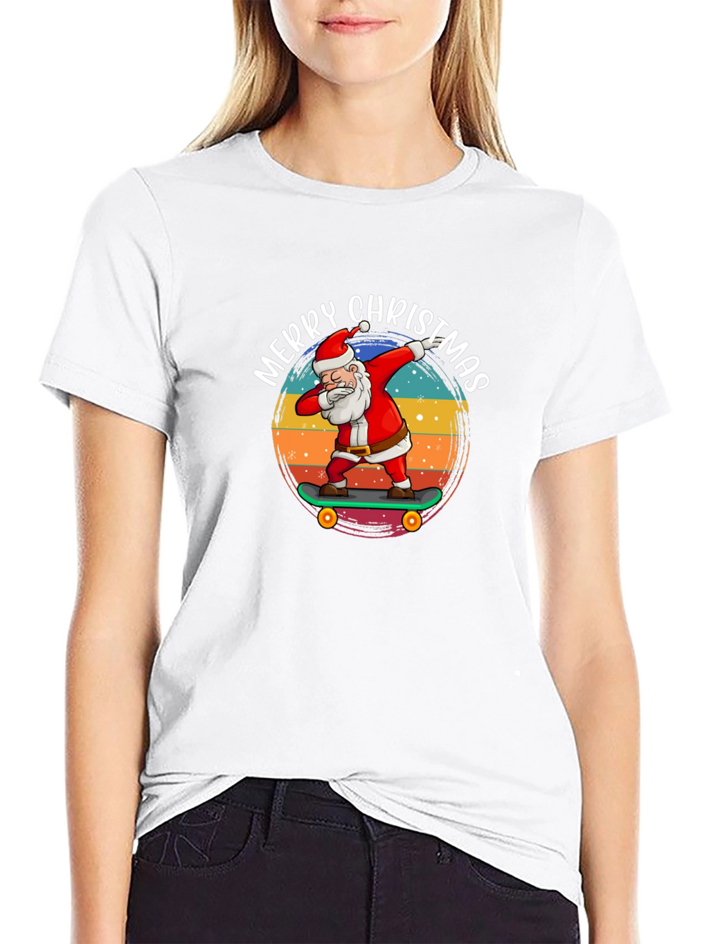 Merry Christmas Skateboard Santa T-Shirt