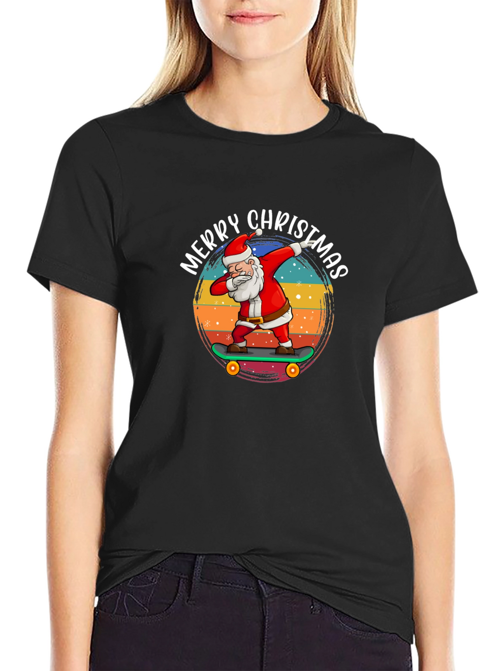 Merry Christmas Skateboard Santa T-Shirt