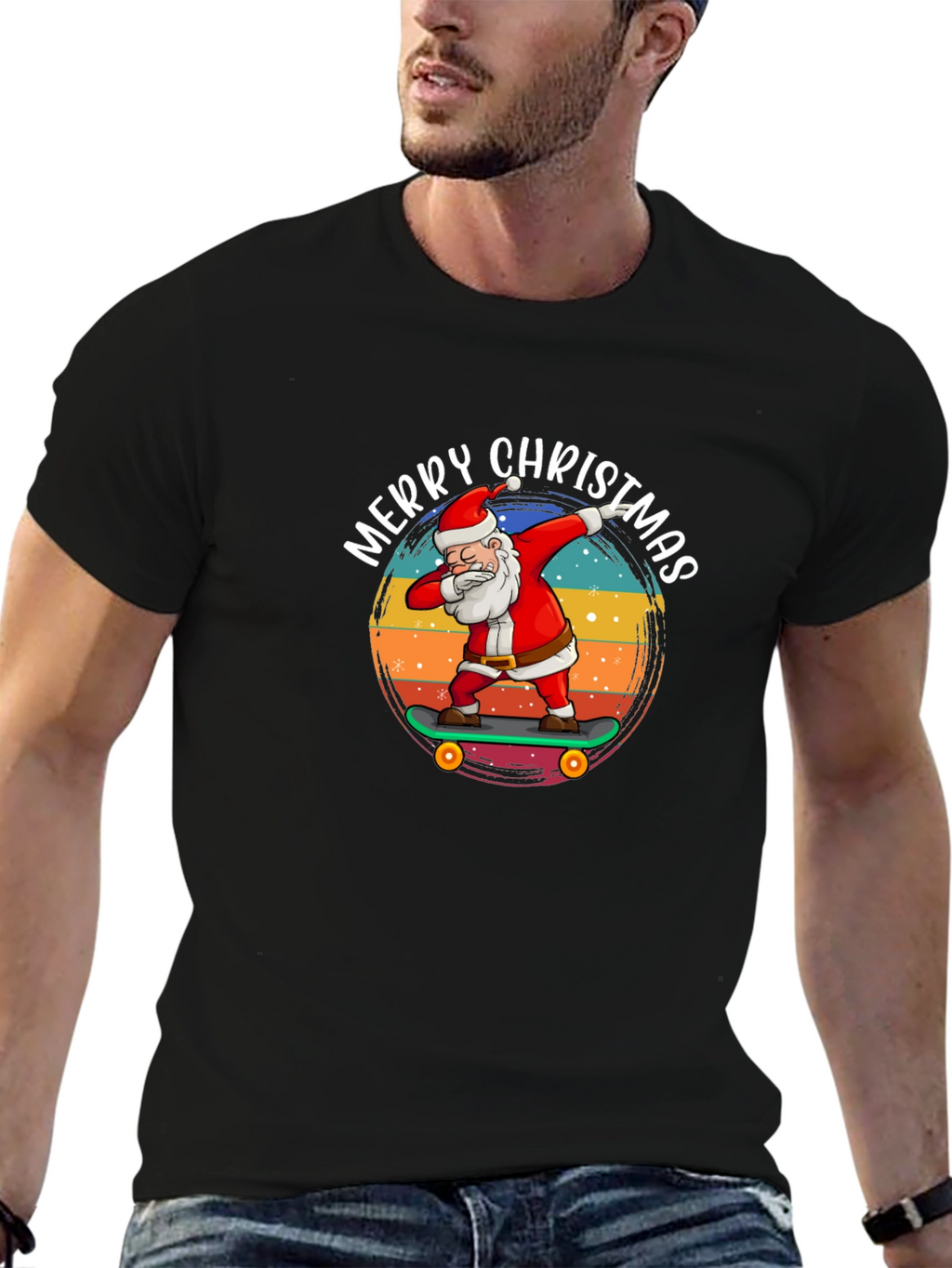 Merry Christmas Skateboard Santa T-Shirt
