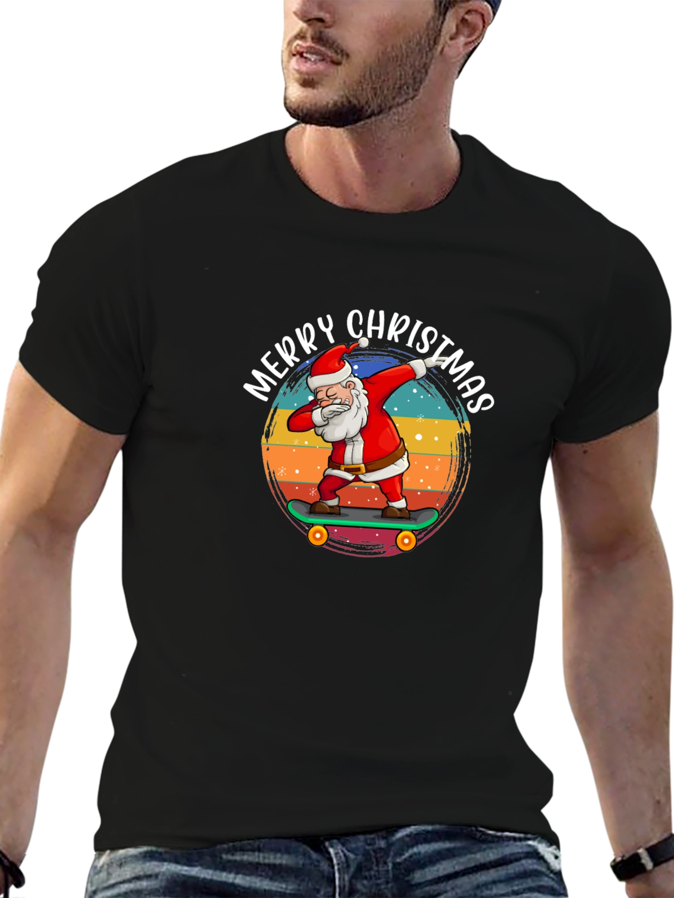 Merry Christmas Skateboard Santa T-Shirt
