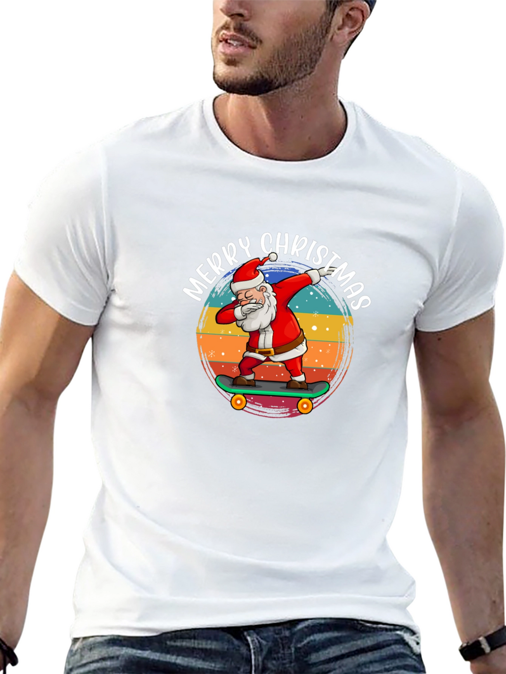 Merry Christmas Skateboard Santa T-Shirt