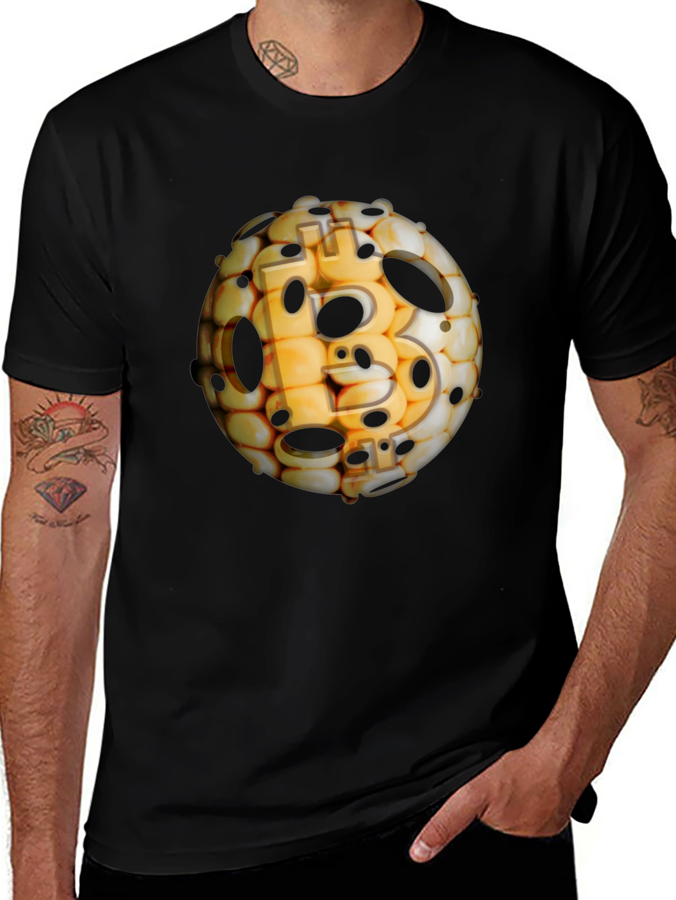 Bitcoin Sphere Black T-Shirt - Crypto Design