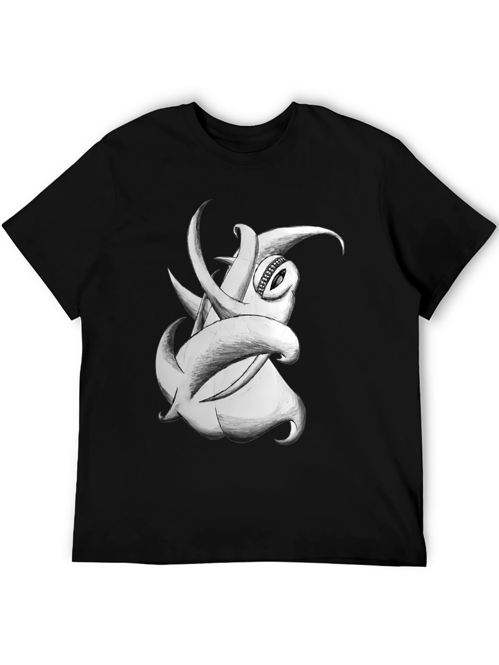 Tentacle Monster Graphic Tee - Black Cotton T-Shirt