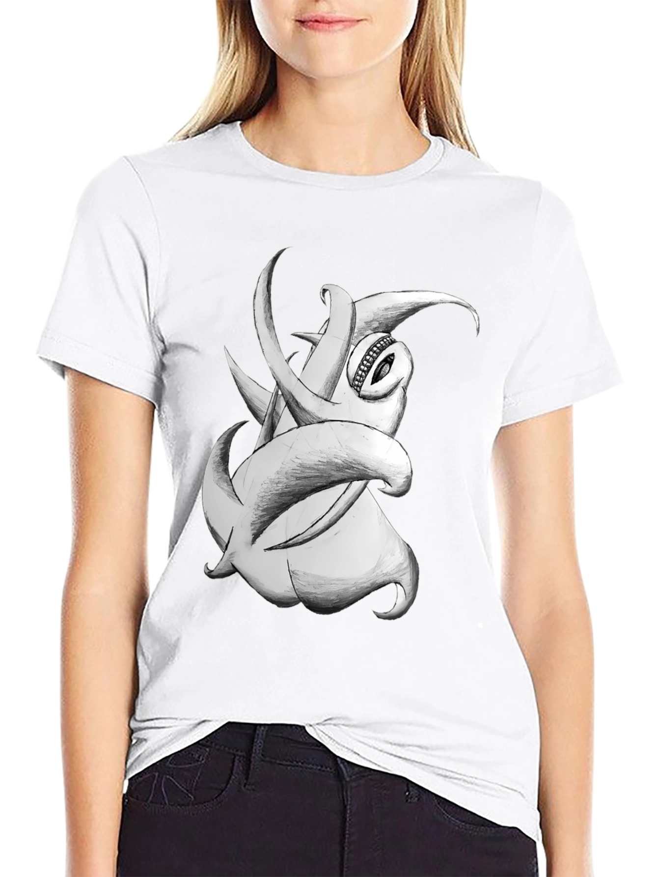 Tentacle Monster Graphic Tee - Black Cotton T-Shirt