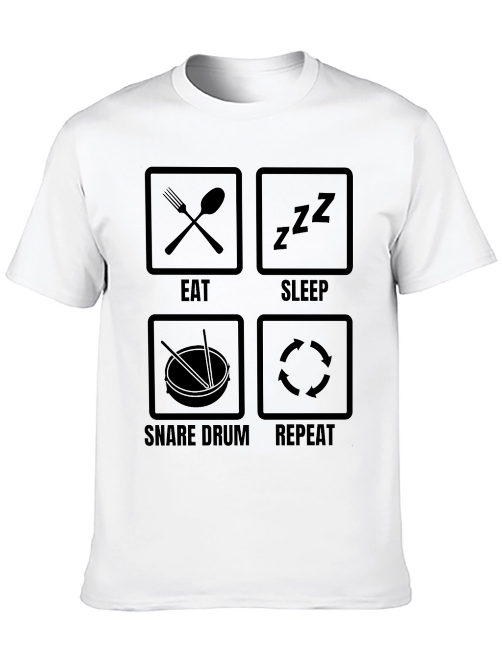 Eat Sleep Snare Drum Repeat Black Graphic Tee