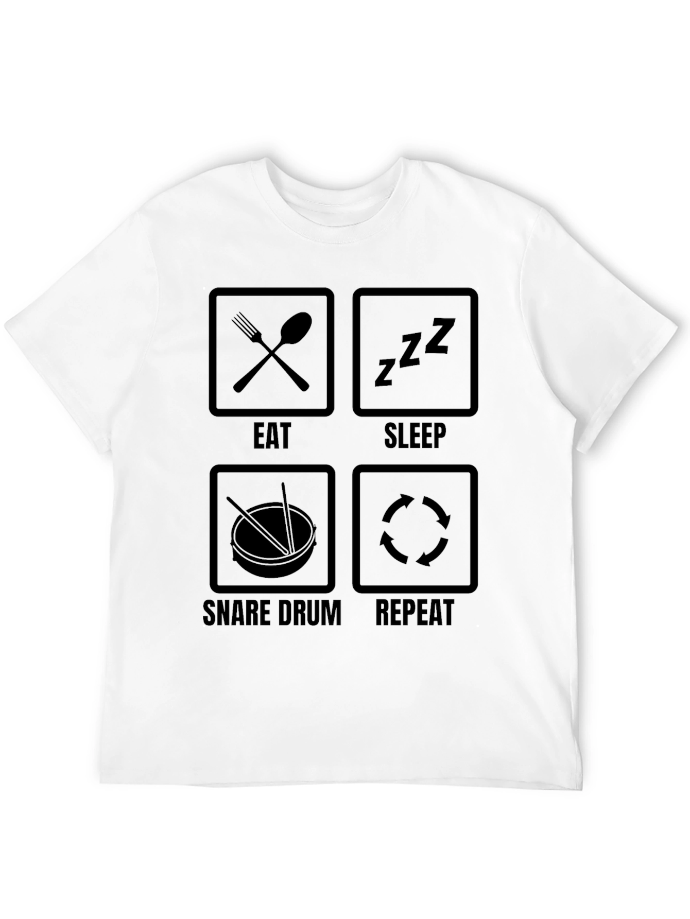 Eat Sleep Snare Drum Repeat Black Graphic Tee