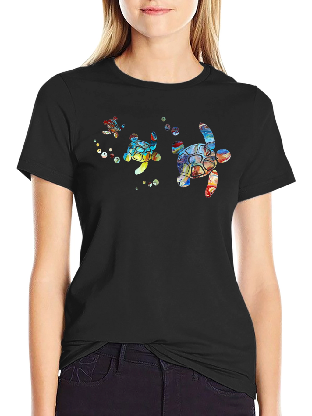 Turtle Graphic Print Crew Neck T-Shirt