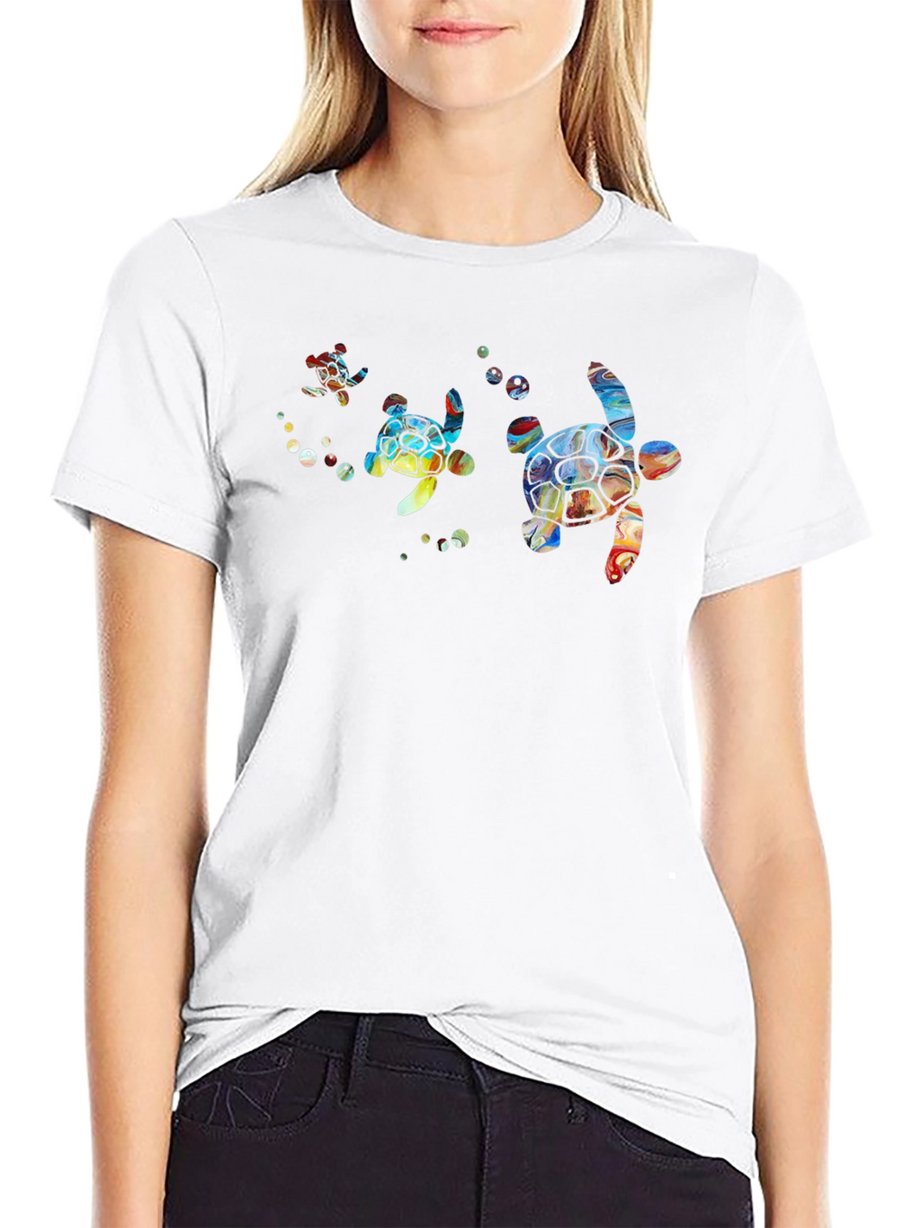 Turtle Graphic Print Crew Neck T-Shirt