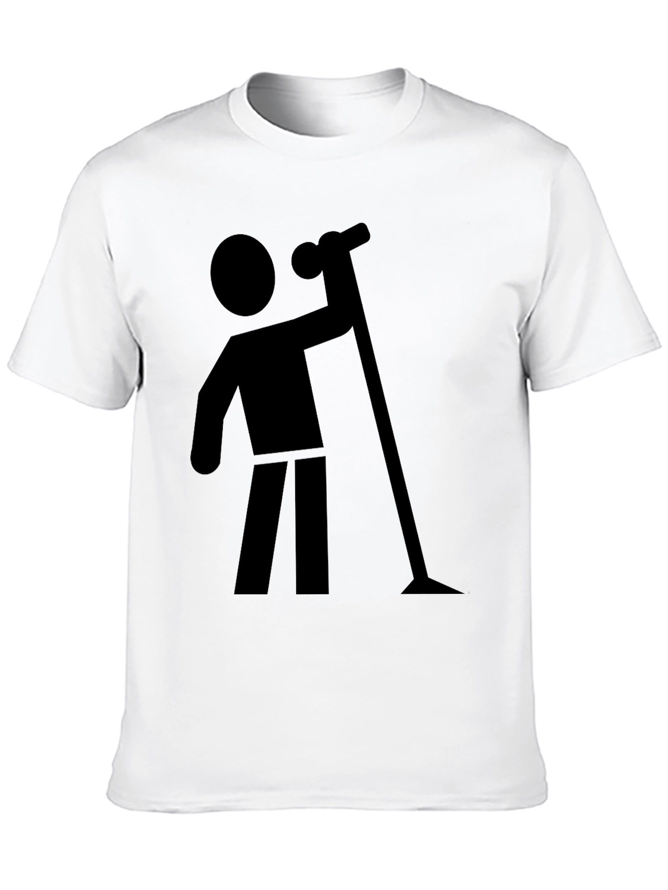 Stick Figure Vacuuming Graphic T-Shirt