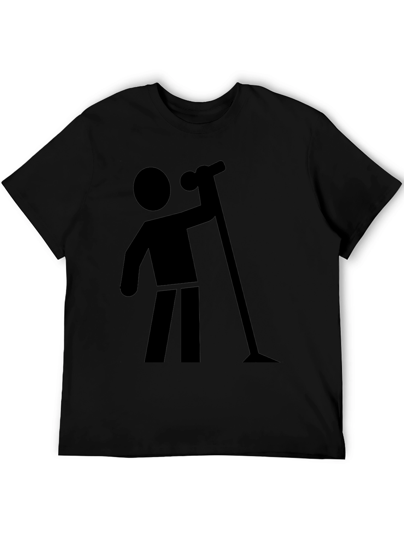 Stick Figure Vacuuming Graphic T-Shirt