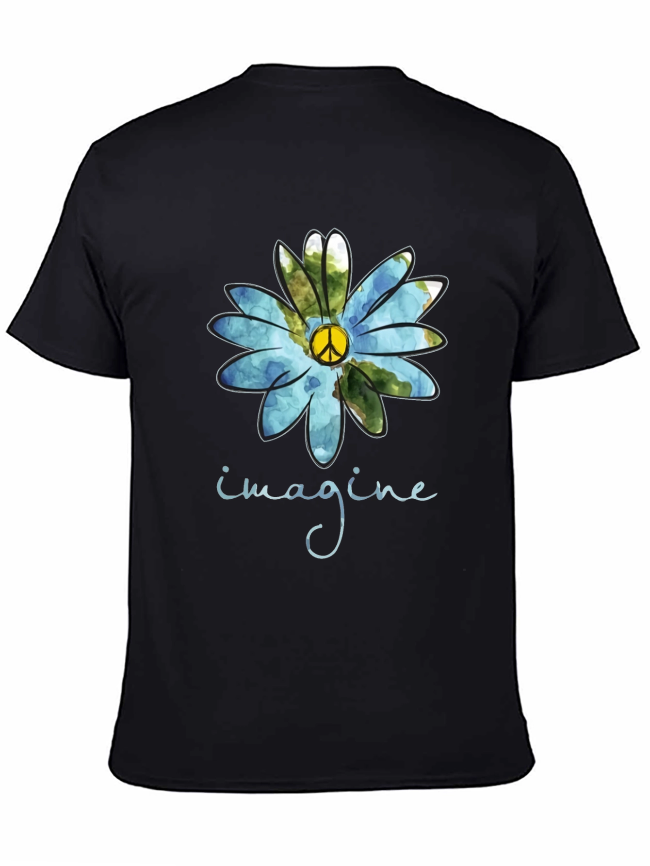 Imagine Peace Sign Flower Graphic T-Shirt