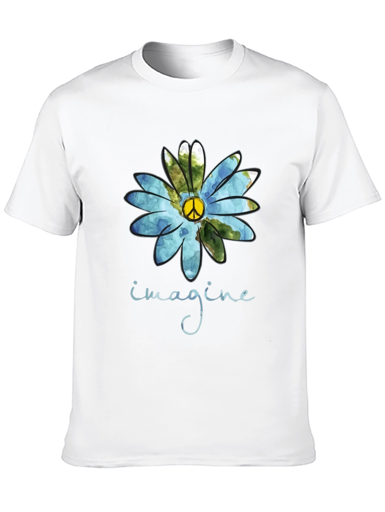 Imagine Peace Sign Flower Graphic T-Shirt