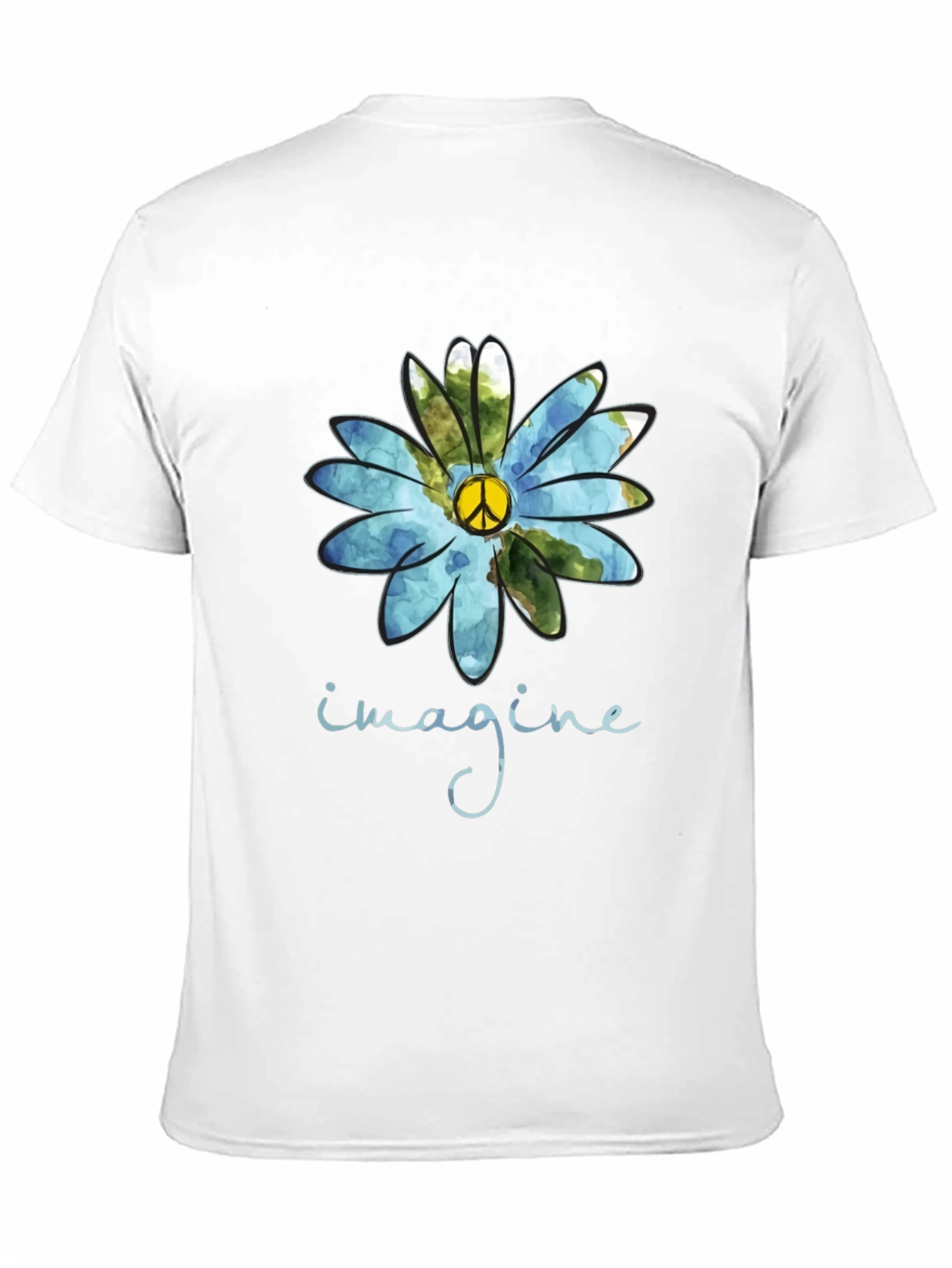 Imagine Peace Sign Flower Graphic T-Shirt