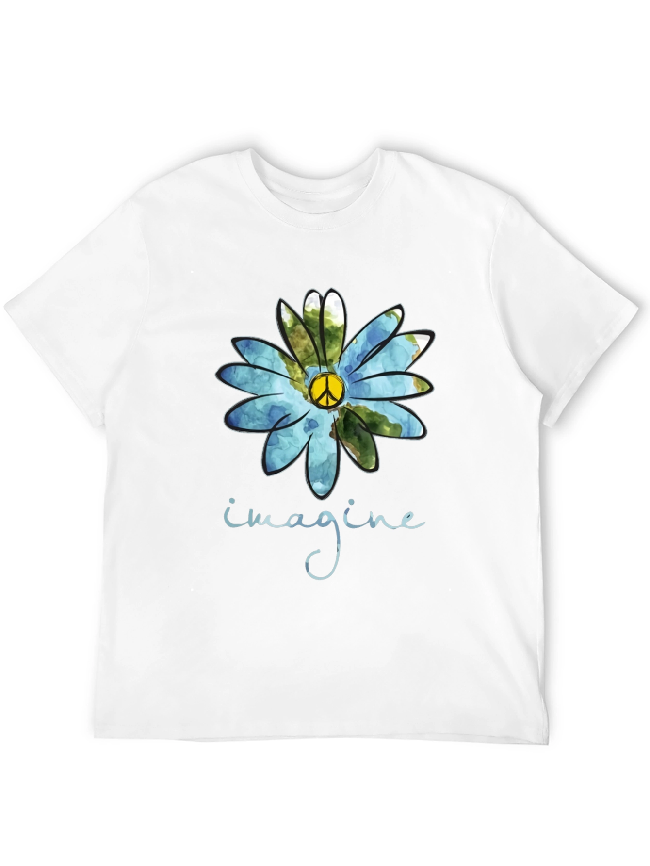 Imagine Peace Sign Flower Graphic T-Shirt