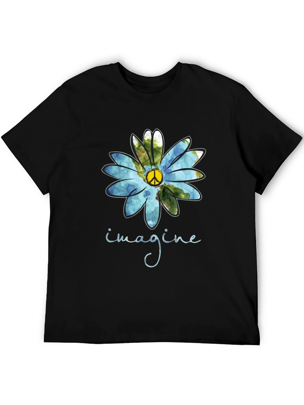 Imagine Peace Sign Flower Graphic T-Shirt