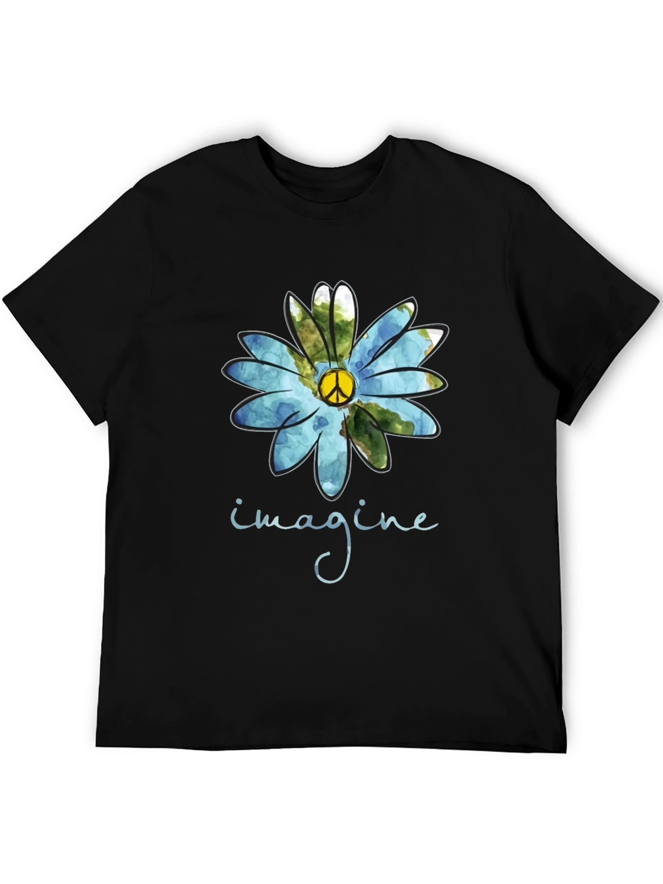 Imagine Peace Sign Flower Graphic T-Shirt