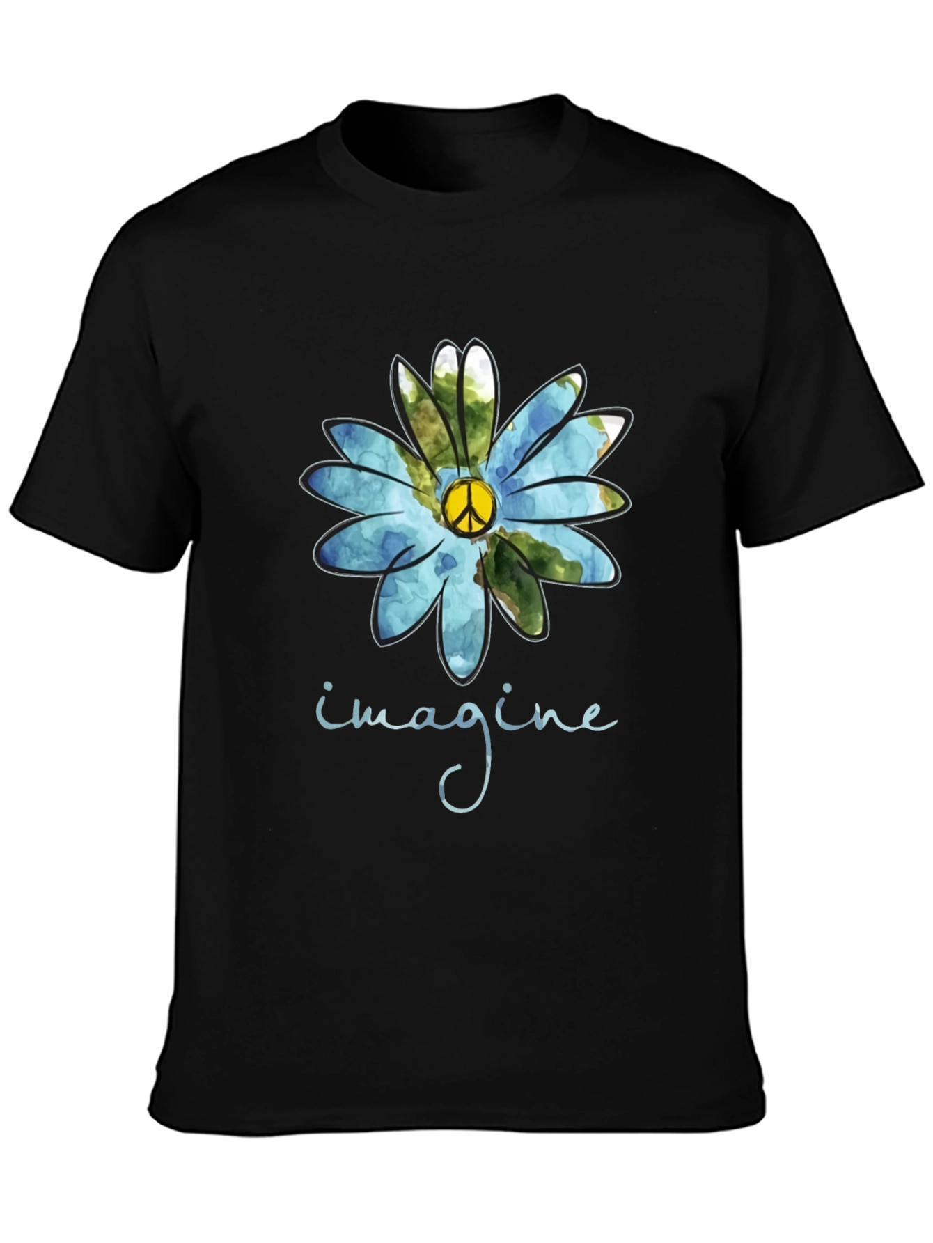 Imagine Peace Sign Flower Graphic T-Shirt